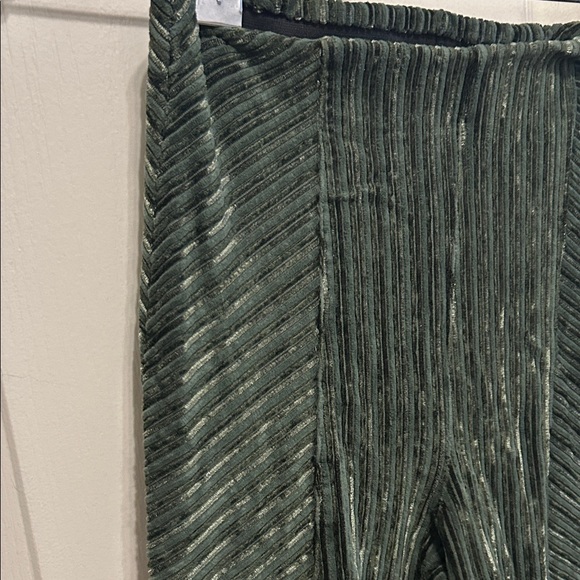 Free People Pants - Free People Green Velvet Striped Flare Pants